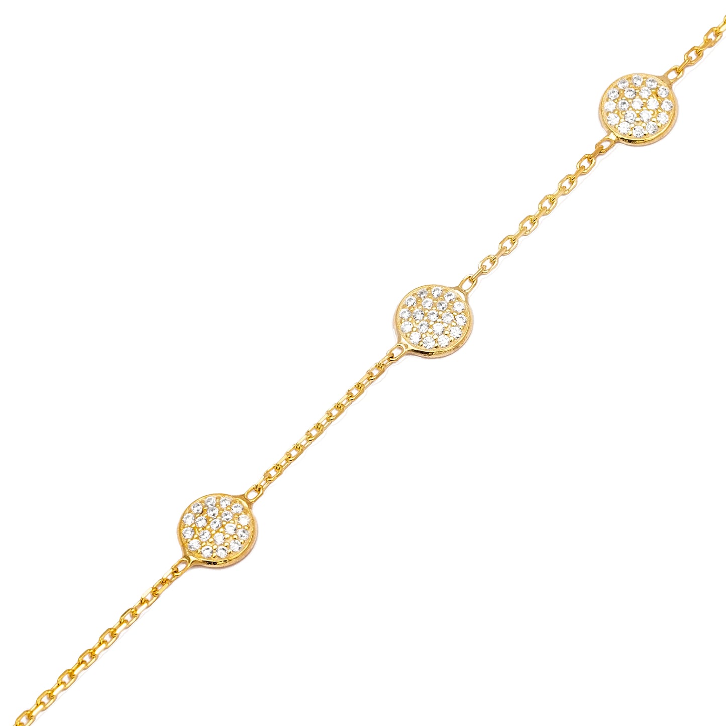 Handcrafted Sterling Silver Radiant Round-Cut Zircon Charm Bracelet