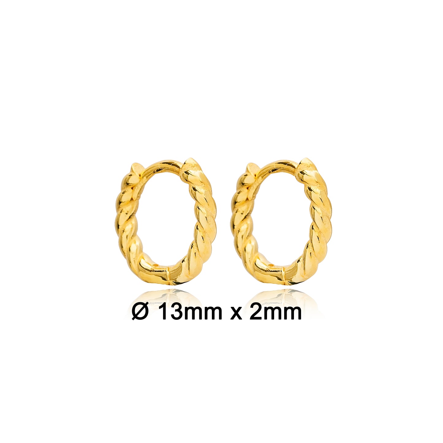 Handcrafted Sterling Silver Twisted 13 mm Hoop Earrings - Gold Plated