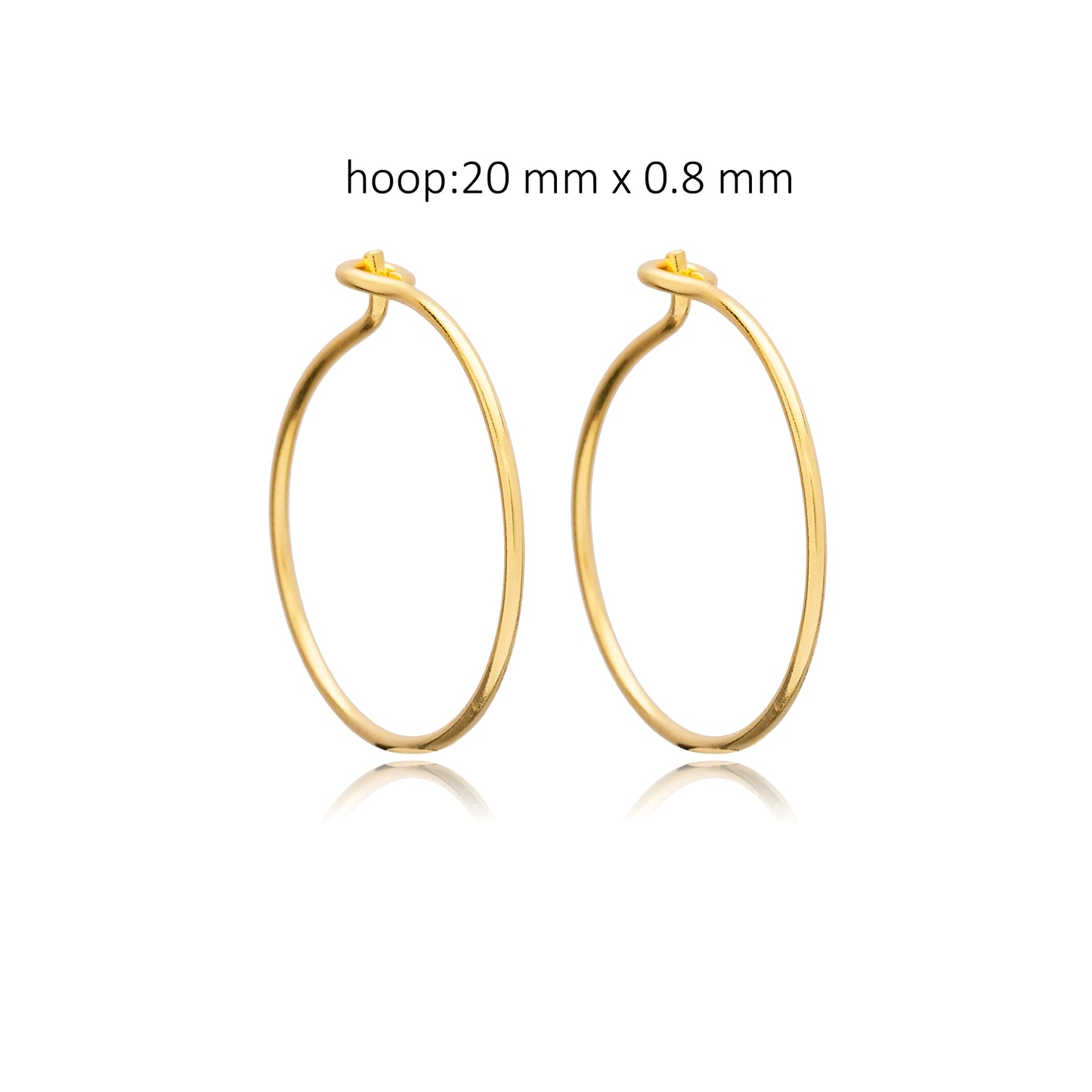 Handcrafted Sterling Silver 22 mm Hoop Earrings - Gold Plated