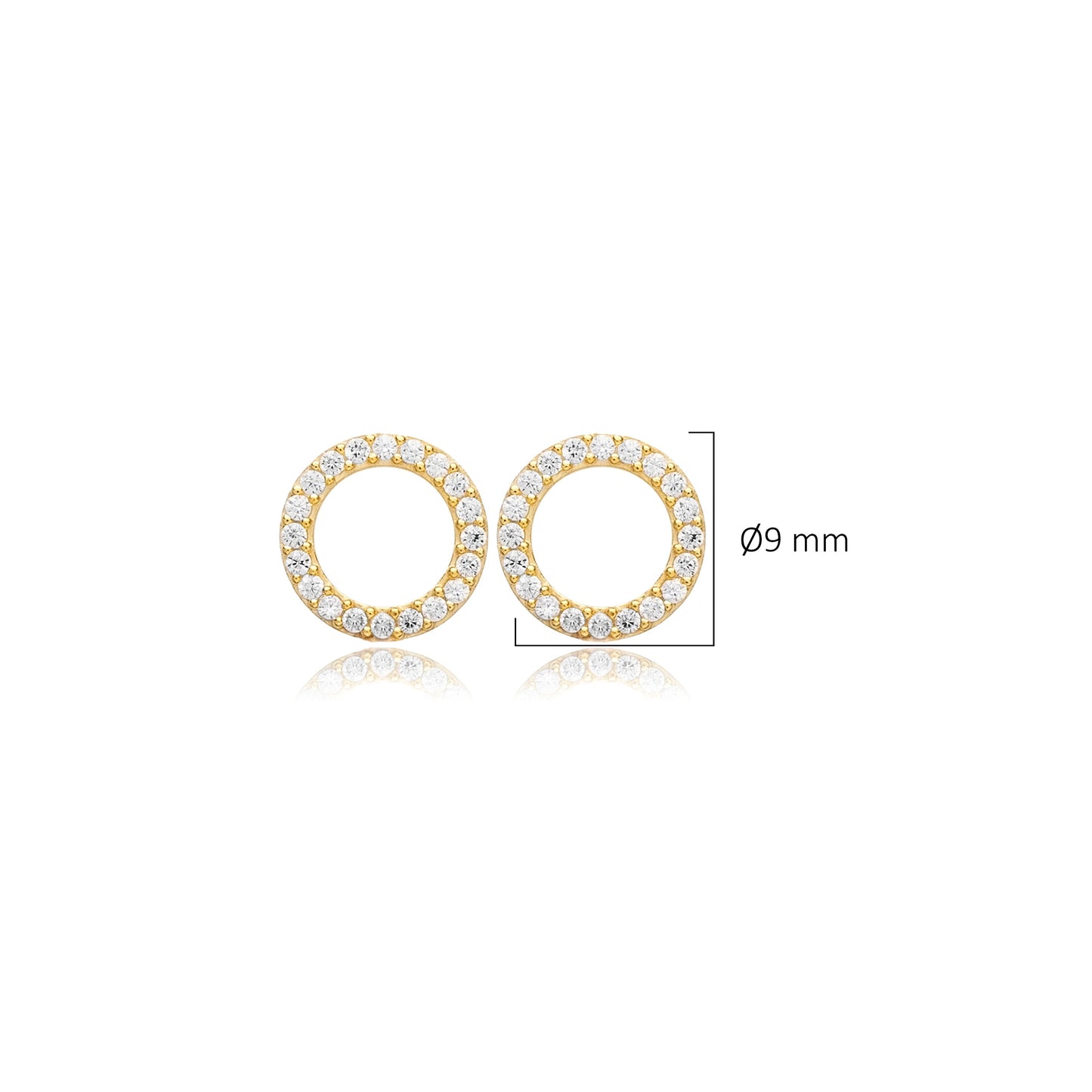 Handcrafted Sterling Silver Zircon Stud Earrings - Gold Plated