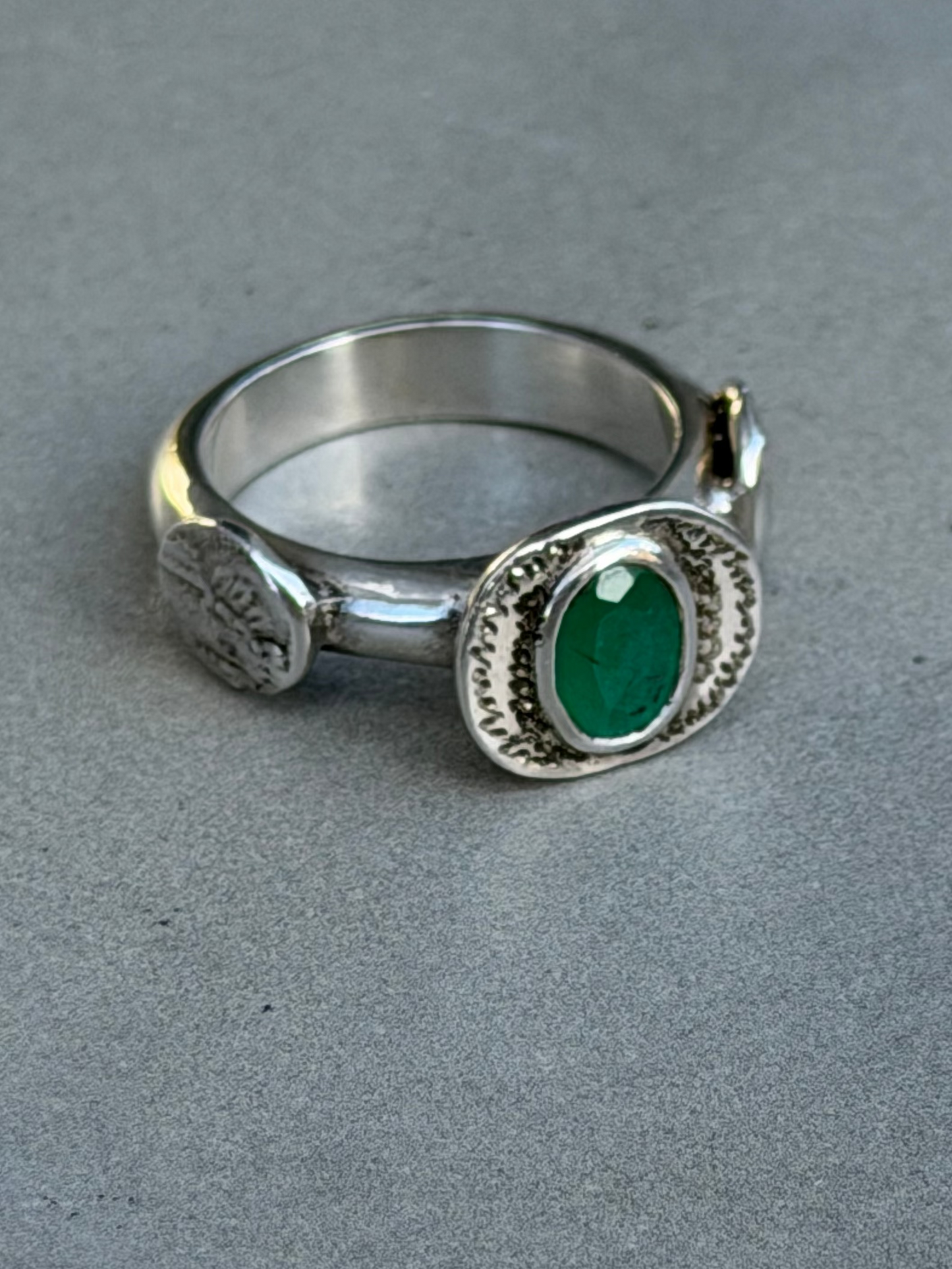 Handcrafted Sterling Silver Emerald Ring