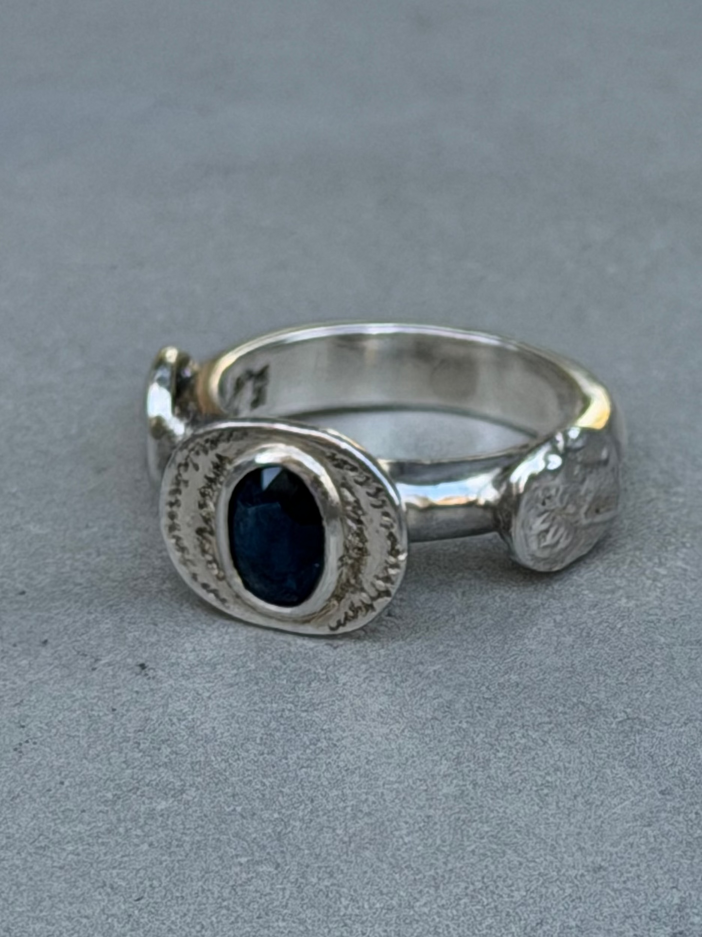 Handcrafted Sterling Silver Ring Sapphire