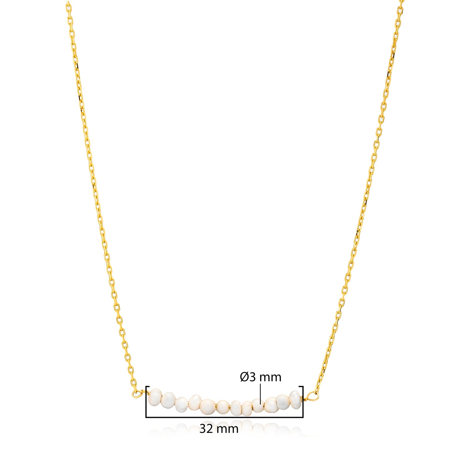 Handcrafted Sterling Silver Necklace with Pearls - Gold Plated