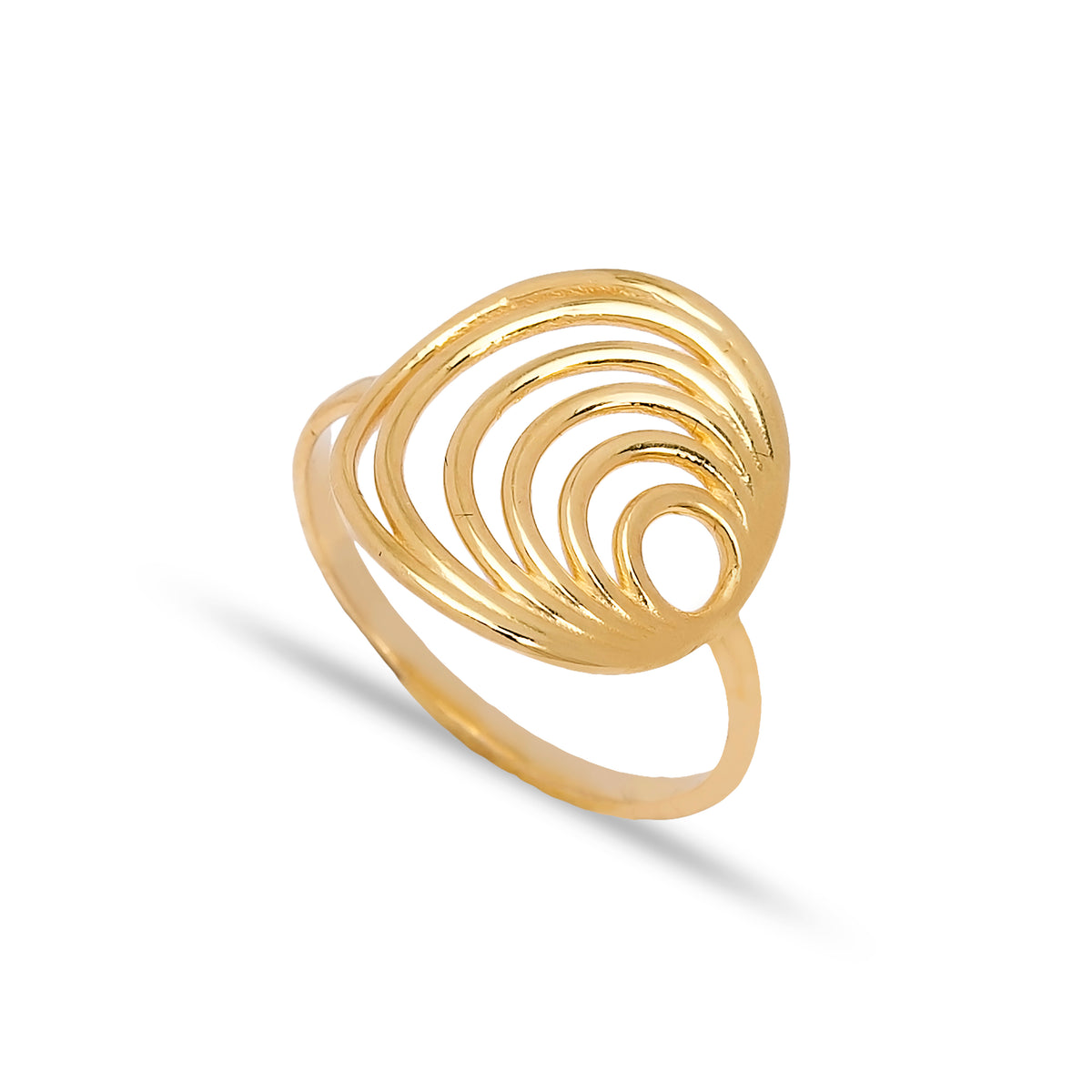Handcrafted Sterling Silver Circle Design Plain Ring - Gold Plated