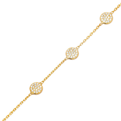 Handcrafted Sterling Silver Radiant Round-Cut Zircon Charm Bracelet