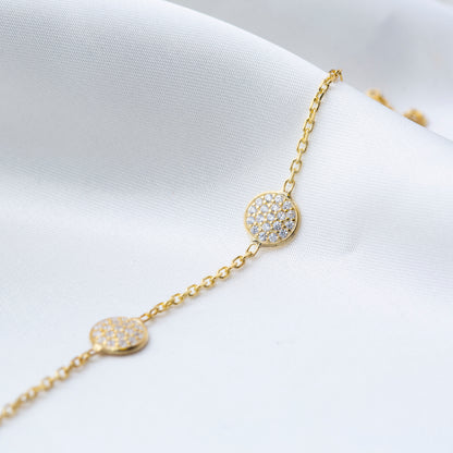 Handcrafted Sterling Silver Radiant Round-Cut Zircon Charm Bracelet