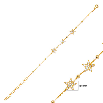 Handcrafted Sterling Silver Sparkling Star Charm Bracelet