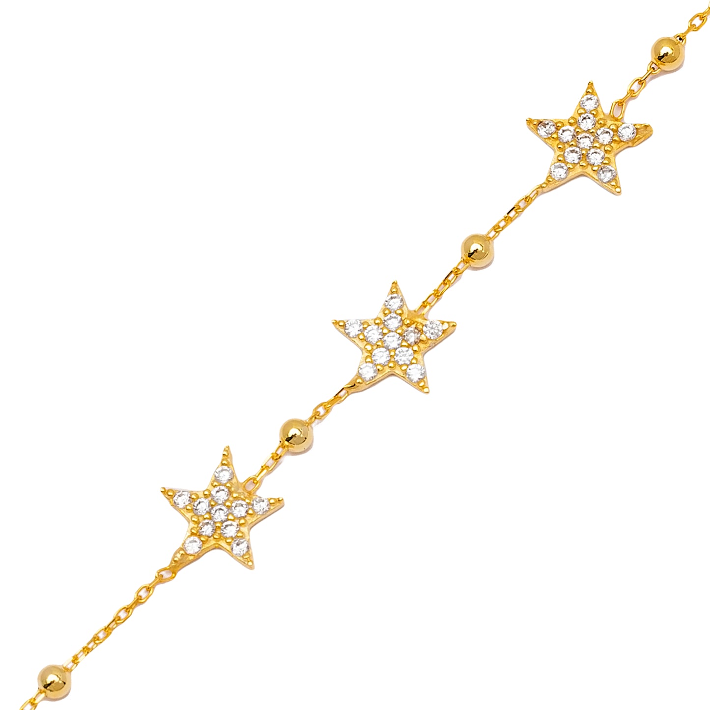 Handcrafted Sterling Silver Sparkling Star Charm Bracelet