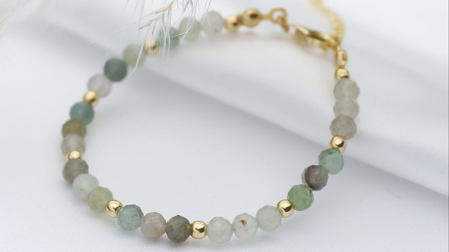 Handcrafted Colorful Beads Sterling Silver Bracelet - Gold Plated