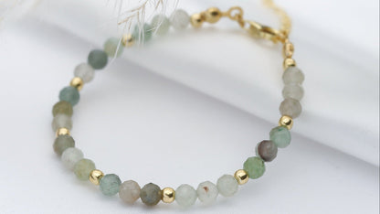 Handcrafted Colorful Beads Sterling Silver Bracelet - Gold Plated