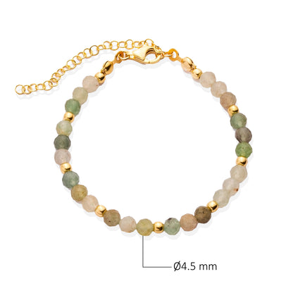 Handcrafted Colorful Beads Sterling Silver Bracelet - Gold Plated