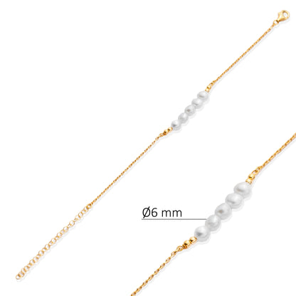Handcrafted Sterling Silver Pearl Bracelet - Gold Plated