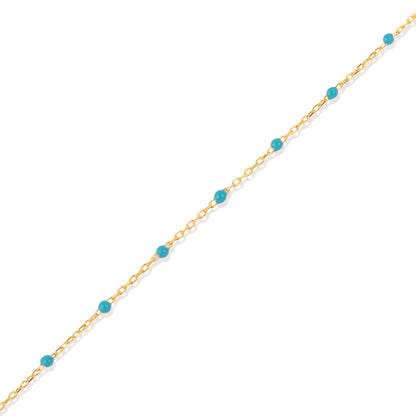 Handcrafted Sterling Silver Bracelet with Turquoise Color Enamel - Gold Plated