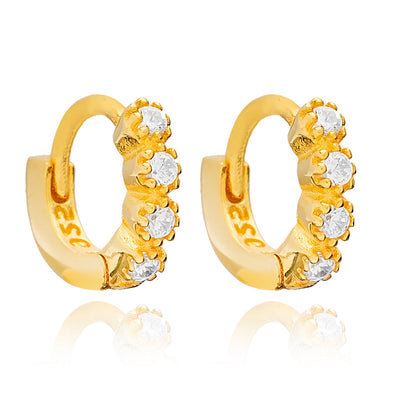 Handcrafted Sterling Silver Zircon Stone 10 mm Cartilage Earrings - Gold Plated