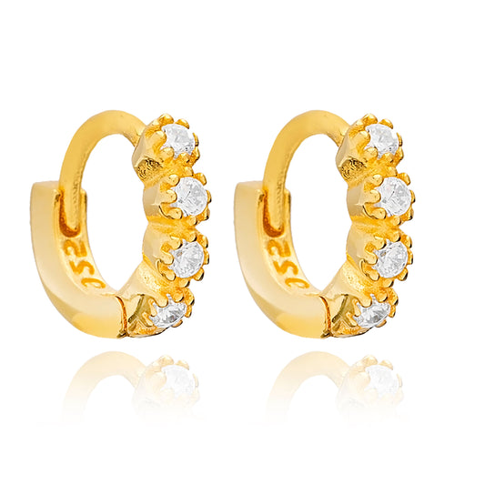 Handcrafted Sterling Silver Zircon Stone 10 mm Cartilage Earrings - Gold Plated