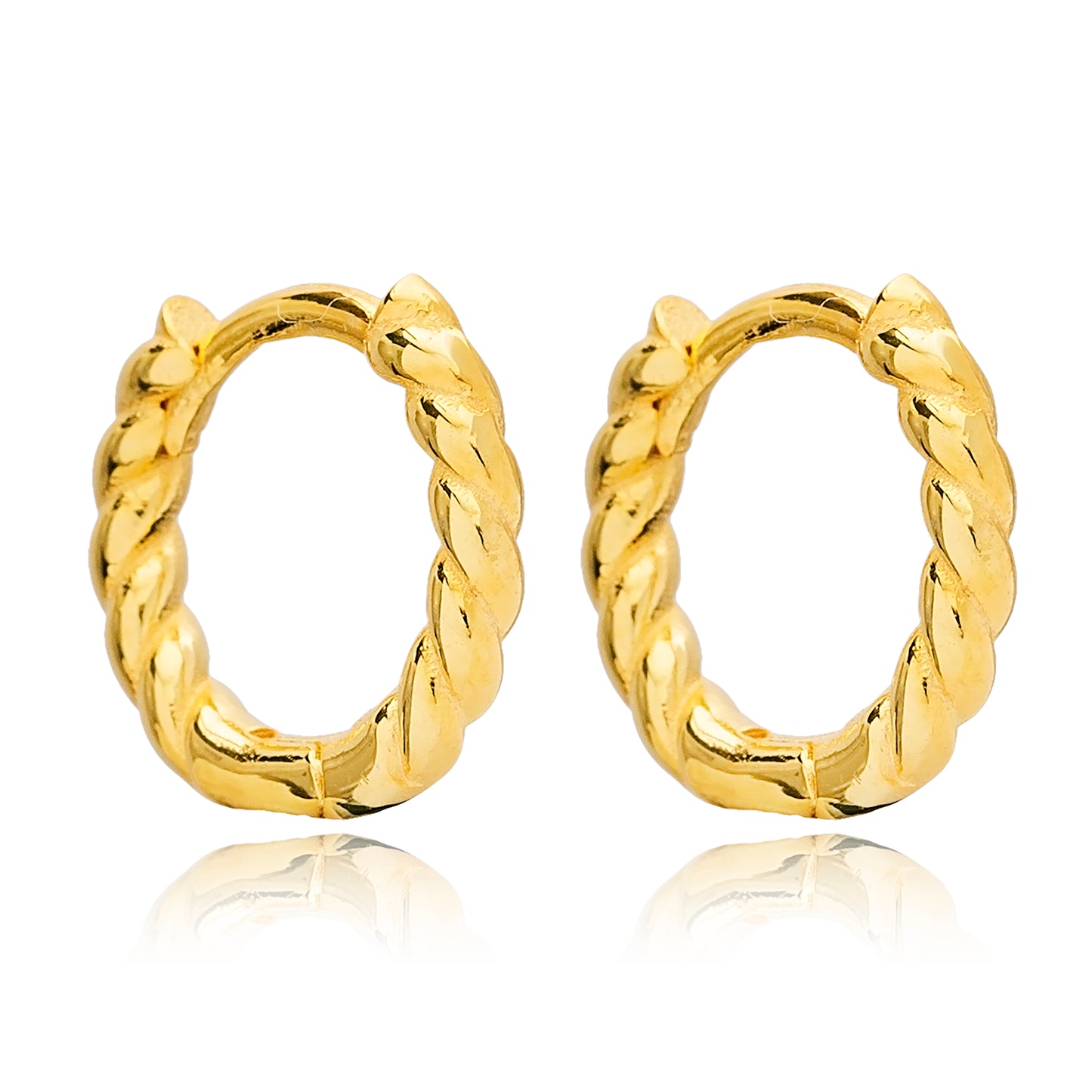 Handcrafted Sterling Silver Twisted 13 mm Hoop Earrings - Gold Plated