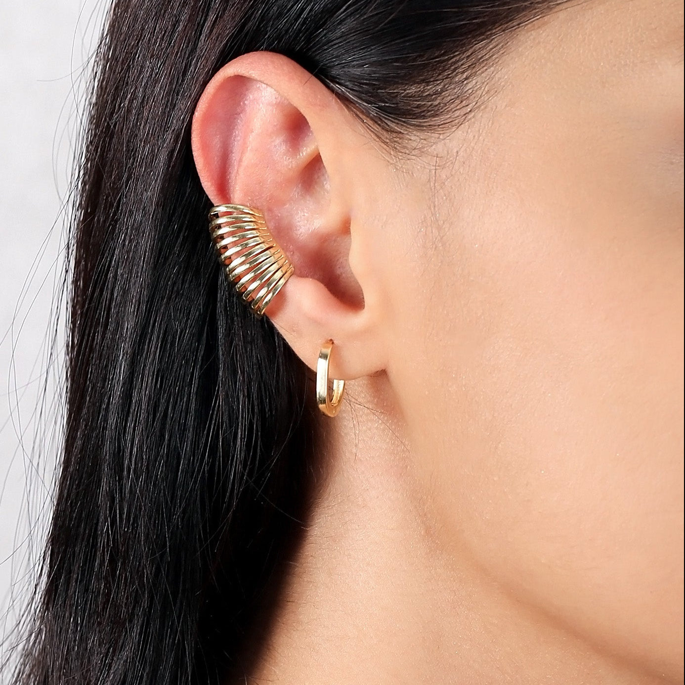 Handcrafted Sterling Silver Oval Plain Hoop Earrings - Gold Plated