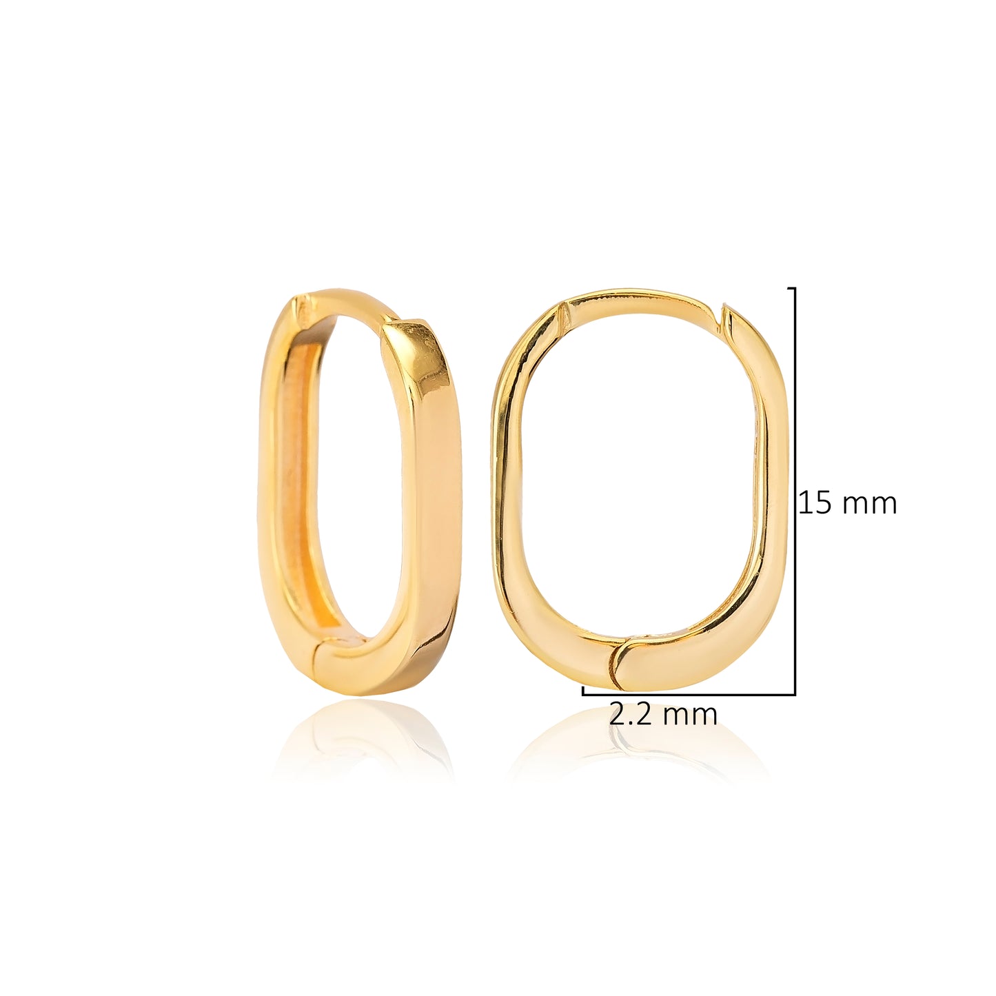 Handcrafted Sterling Silver Oval Plain Hoop Earrings - Gold Plated