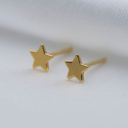 Handcrafted Sterling Silver Star Stud Earrings - Gold Plated