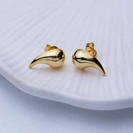 Handcrafted Sterling Silver Stud Earrings - Gold Plated