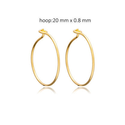 Handcrafted Sterling Silver 22 mm Hoop Earrings - Gold Plated