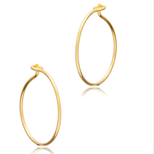 Handcrafted Sterling Silver 22 mm Hoop Earrings - Gold Plated