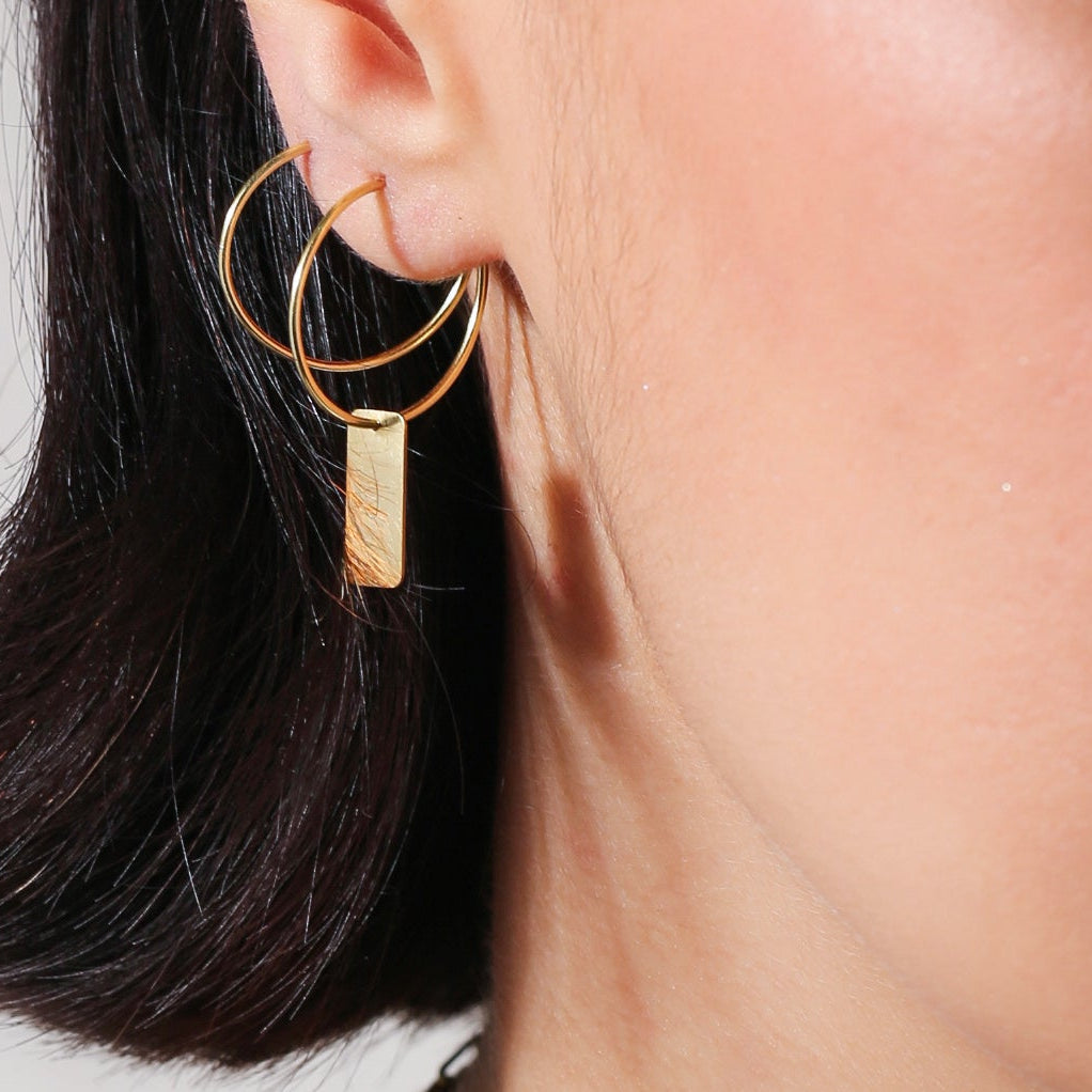 Handcrafted Sterling Silver 22 mm Hoop Earrings - Gold Plated