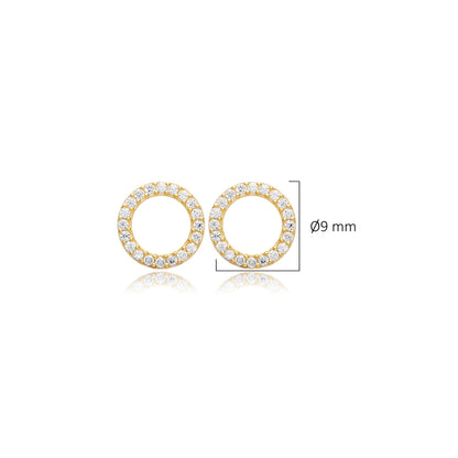 Handcrafted Sterling Silver Zircon Stud Earrings - Gold Plated