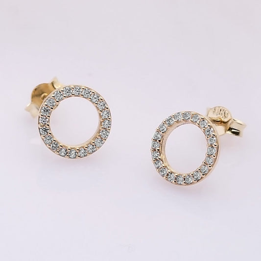 Handcrafted Sterling Silver Zircon Stud Earrings - Gold Plated