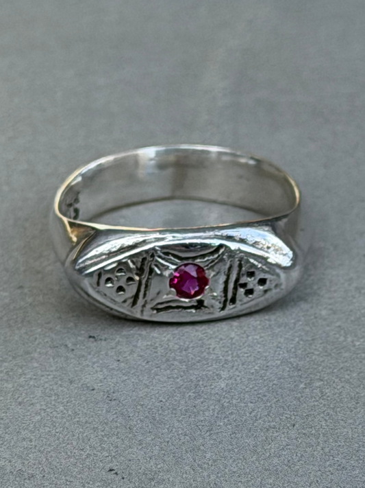 Handcrafted Silver Ring Ruby