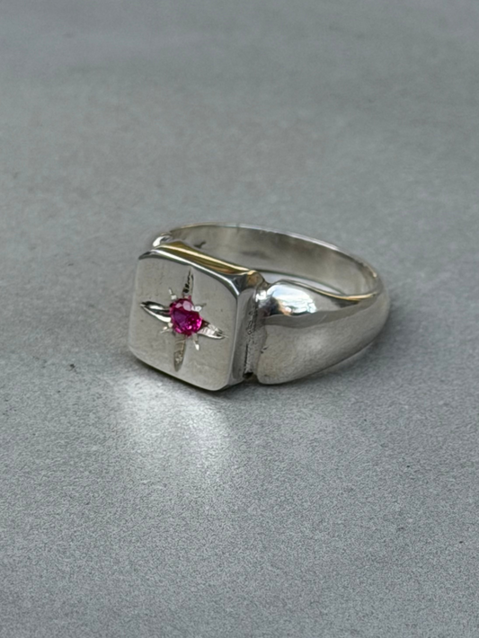 Handcrafted Silver Ring Ruby