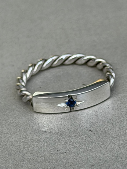Handcrafted Sterling Silver Ring Sapphire