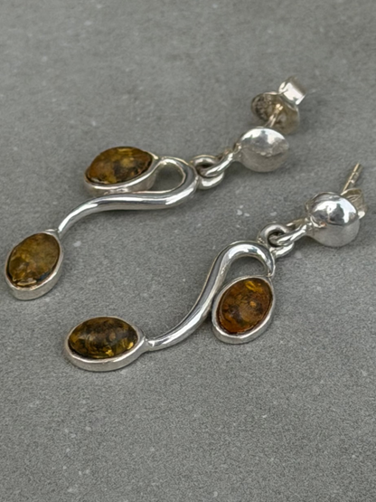 Handcrafted Sterling Silver Earring Amber