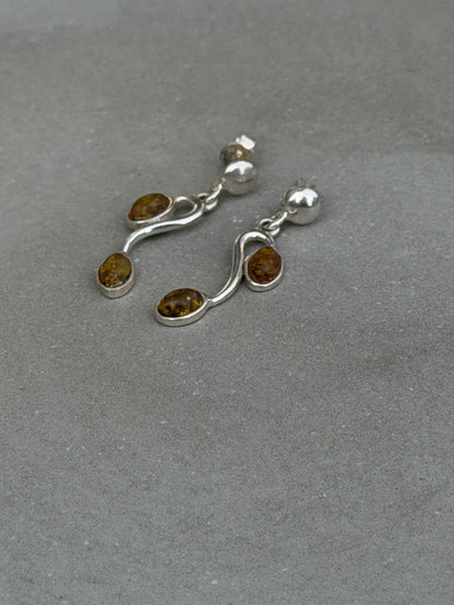 Handcrafted Sterling Silver Earring Amber
