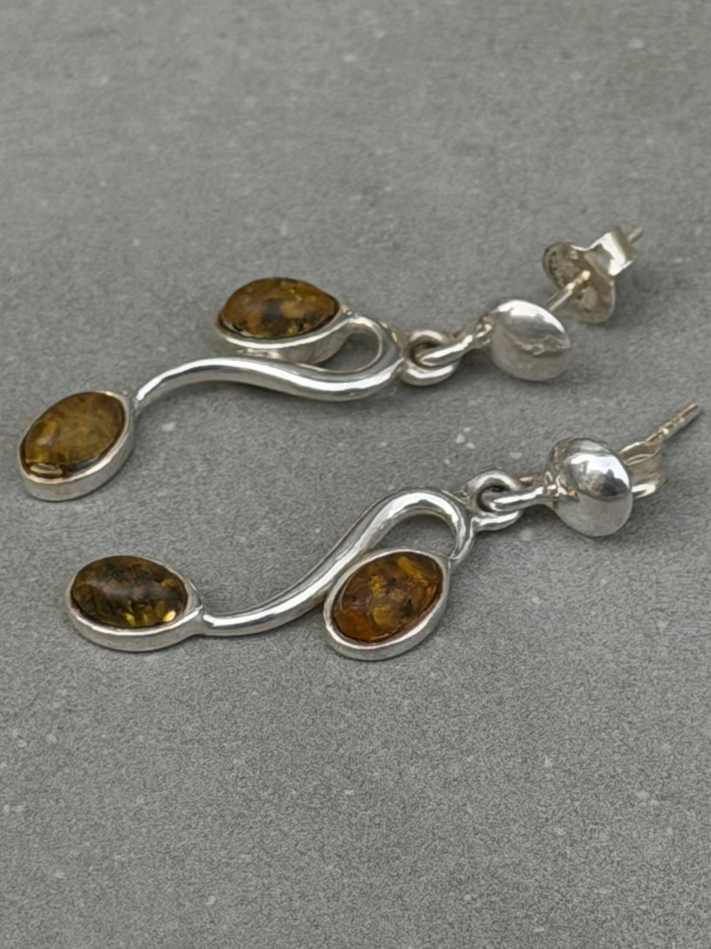 Handcrafted Sterling Silver Earring Amber