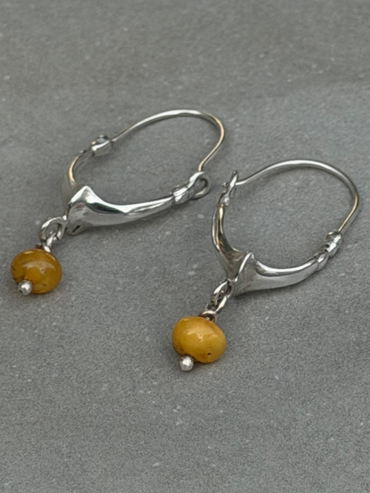 Handcrafted Sterling Silver Earring Amber