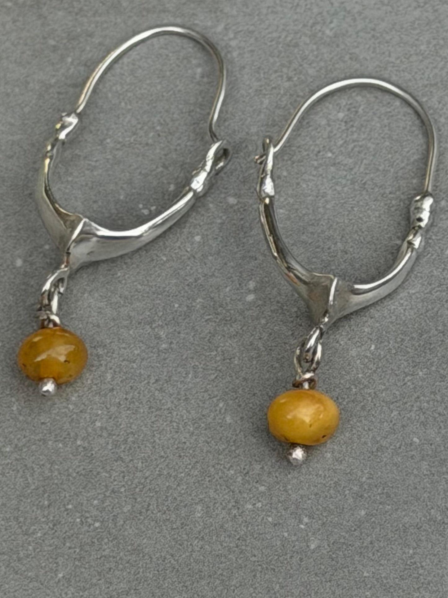 Handcrafted Sterling Silver Earring Amber