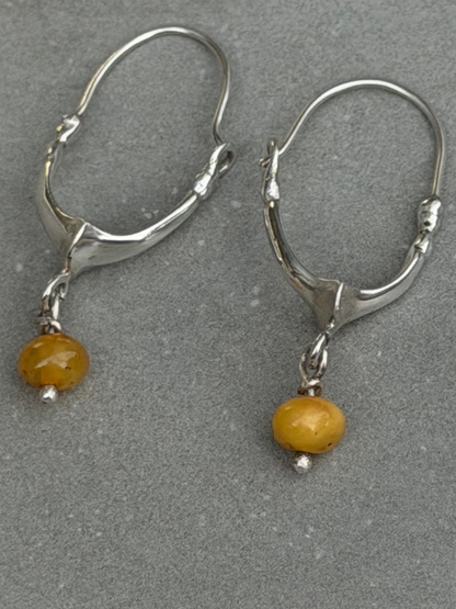 Handcrafted Sterling Silver Earring Amber