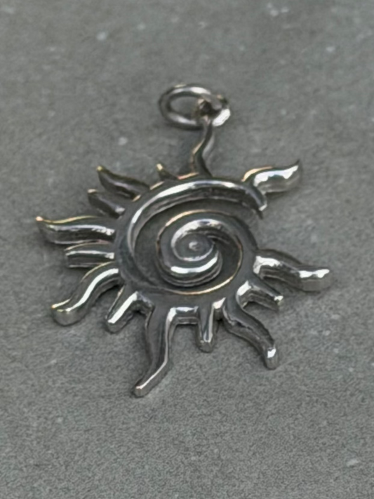 30 mm Sterling Silver Sun Design Pendant
