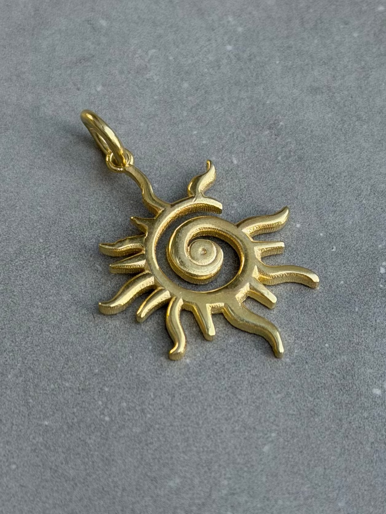 30 mm Sun Design Sterling Silver Pendant Gold Plated