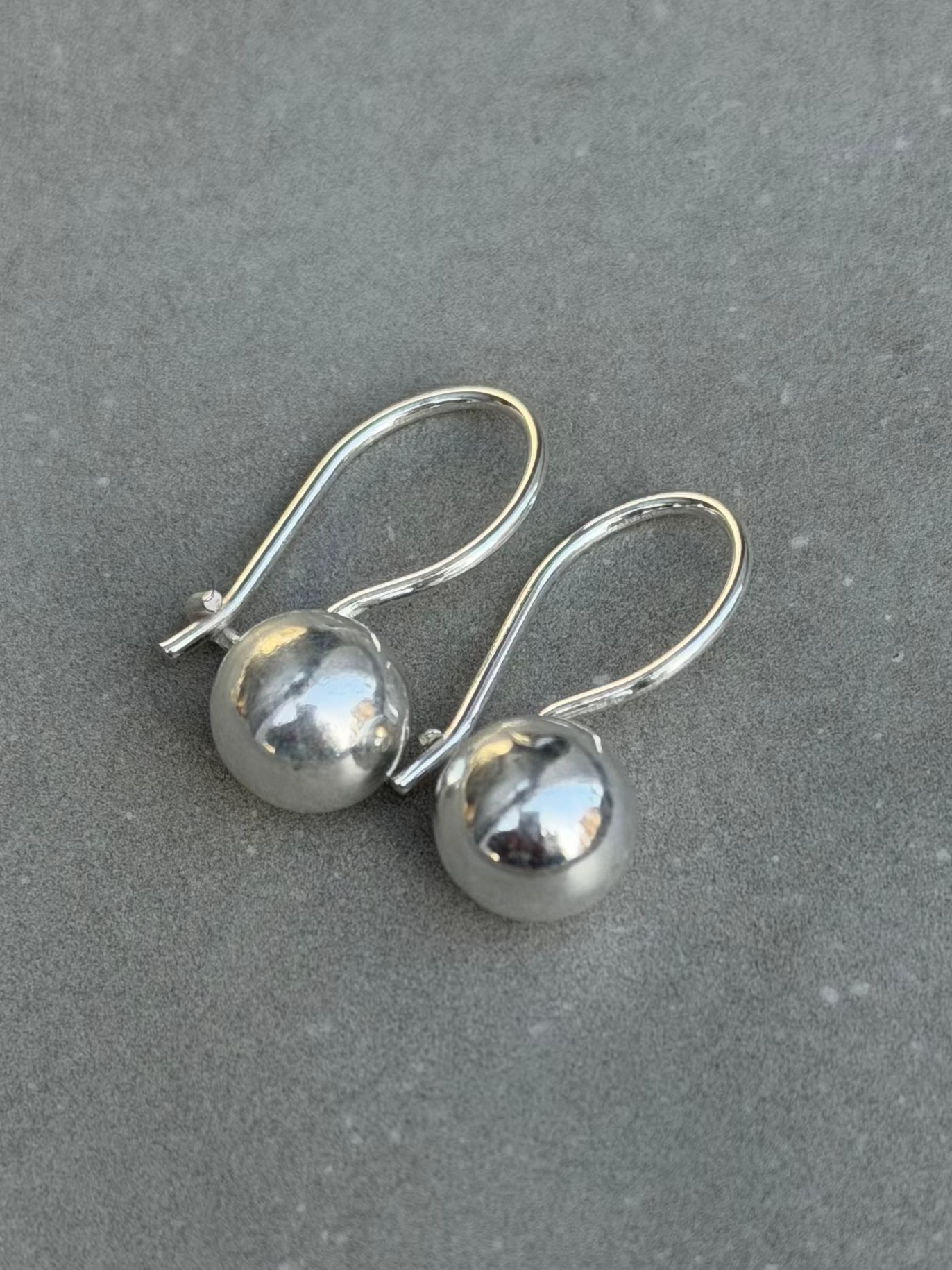 15 mm Line Ball Drop Sterling Silver Earrings