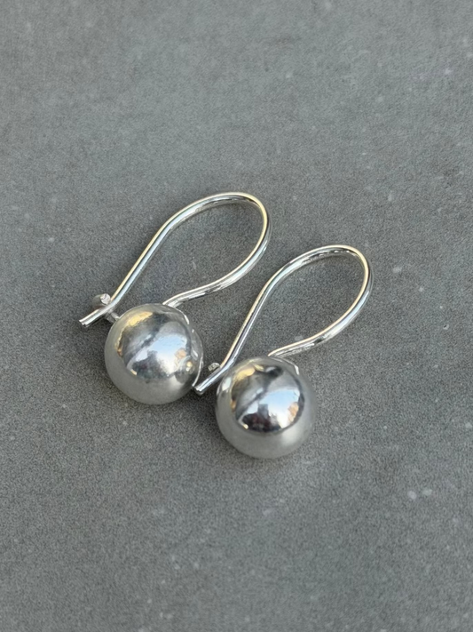 15 mm Line Ball Drop Sterling Silver Earrings