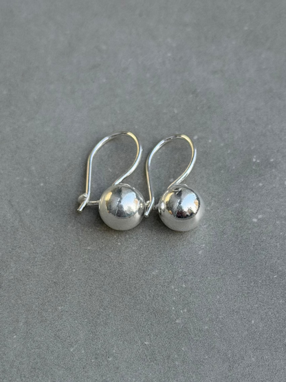 15 mm Line Ball Drop Sterling Silver Earrings