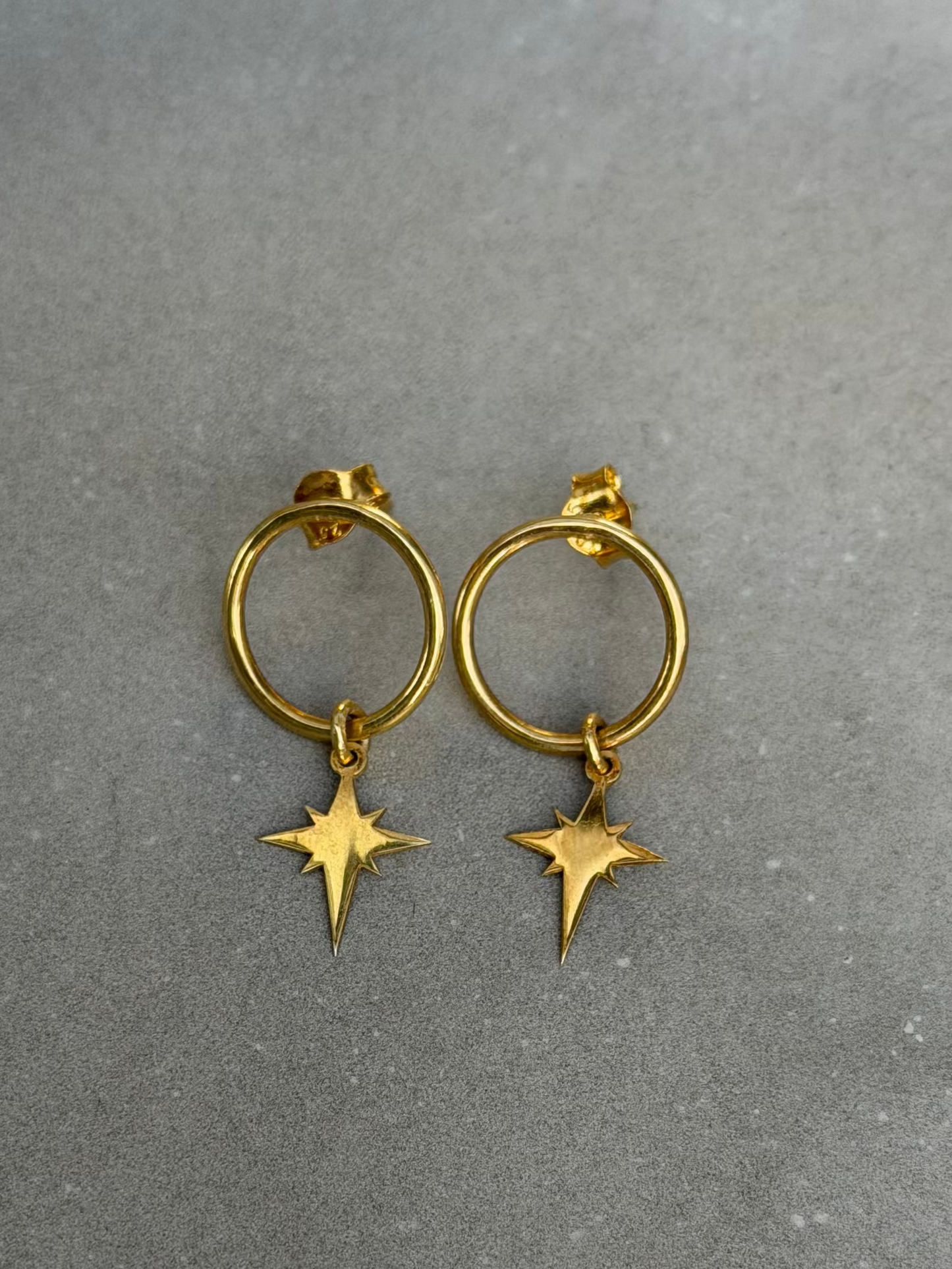 25 mm Star Charm Hoop Sterling Silver Earrings - Gold Plated