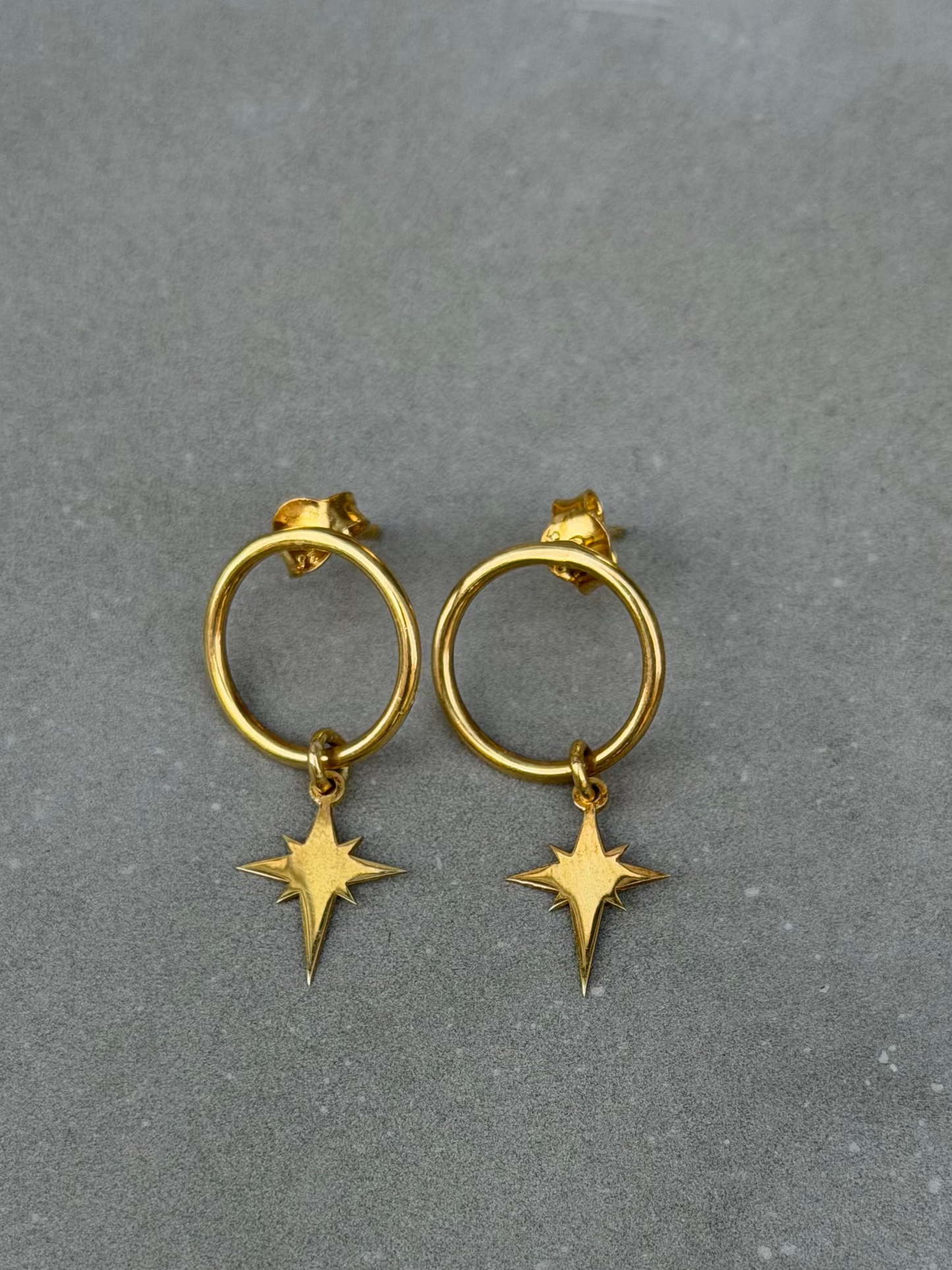 25 mm Star Charm Hoop Sterling Silver Earrings - Gold Plated
