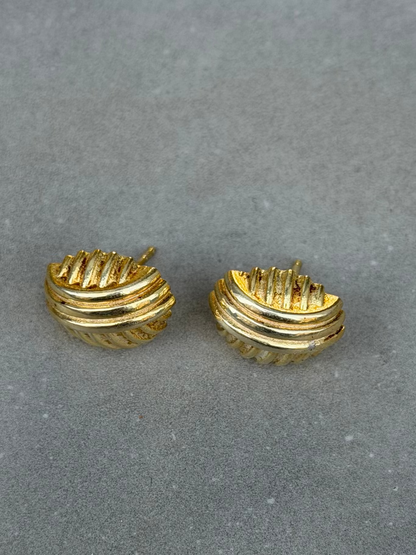 10 mm Oval Stud Sterling Silver Earrings Gold Plated