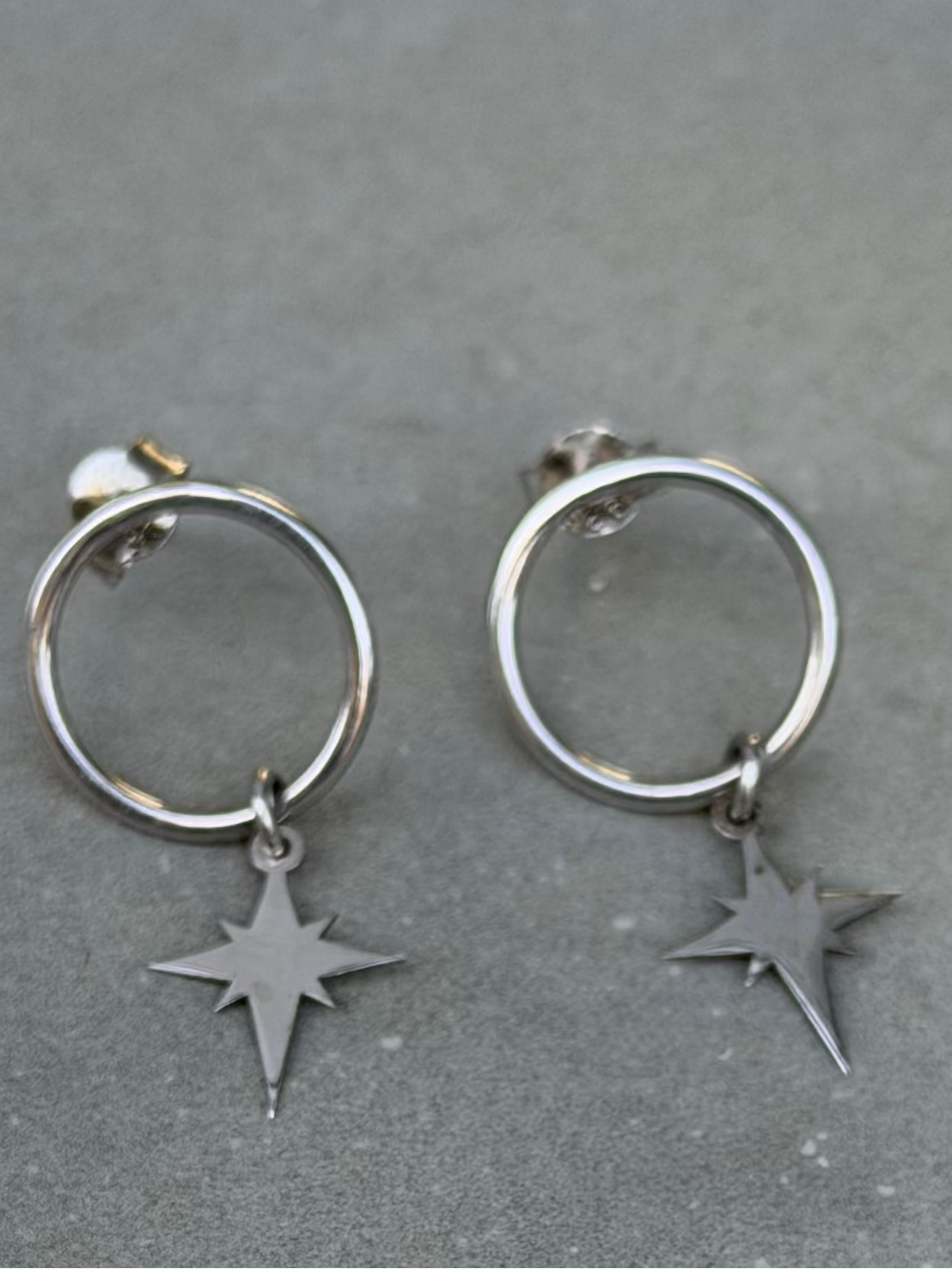 25 mm Star Charm Hoop Sterling Silver Earrings
