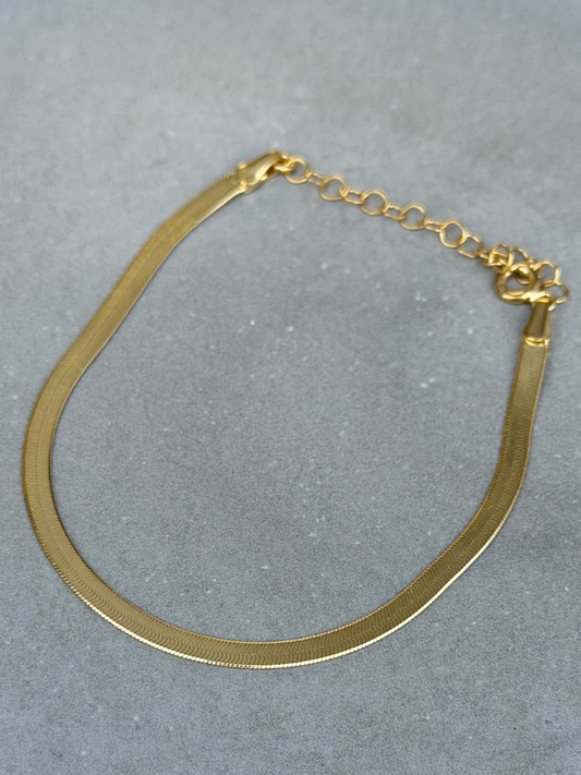 20 cm Snake Design Sterling Silver Bracelet Gold Plated