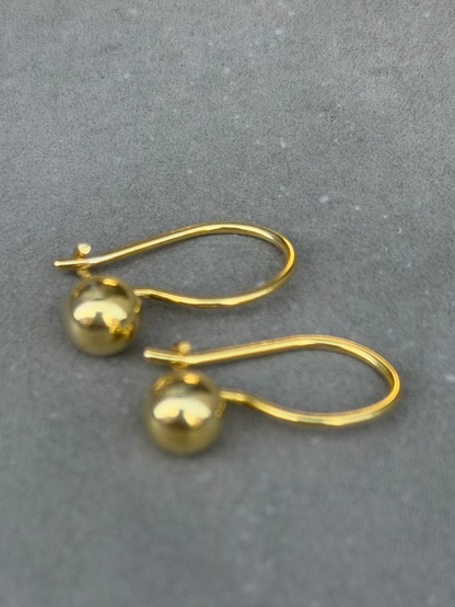 15 mm Line Ball Drop Sterling Silver Earrings Gold Plated
