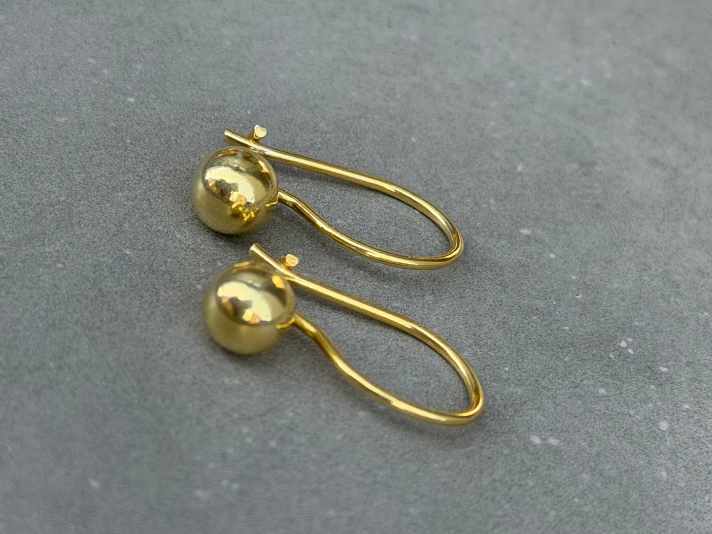 15 mm Line Ball Drop Sterling Silver Earrings Gold Plated